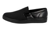 Prada Men's Black Leather + Nylon Slip-on Downtown Sneaker 4D3010
