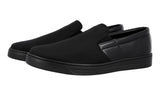 Prada Men's Black Leather + Nylon Slip-on Downtown Sneaker 4D3010