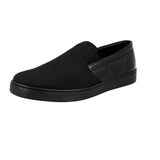 Prada Men's Black Leather + Nylon Slip-on Downtown Sneaker 4D3010