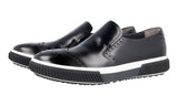 Prada Men's Black Full Brogue Leather Stratus Slip-on Sneaker 4D3115