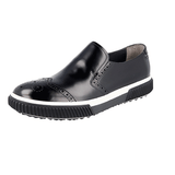 Prada Men's Black Full Brogue Leather Stratus Slip-on Sneaker 4D3115