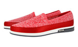 Prada Men's Red Knit St. Tropez Pique Loafer Slip-on Sneaker 4D3396