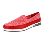 Prada Men's Red Knit St. Tropez Pique Loafer Slip-on Sneaker 4D3396
