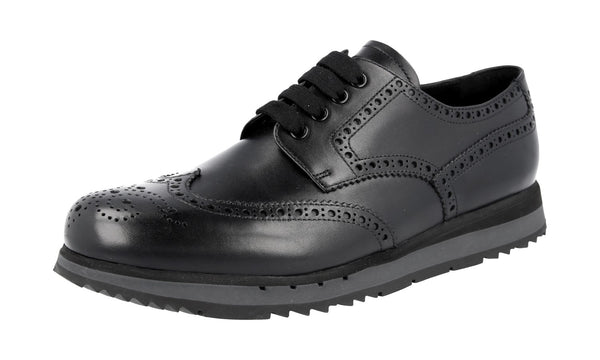 Prada Men's 4E2604 3ORE F0002 Full Brogue Leather Sneaker