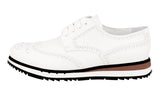 Prada Men's White Full Brogue Leather Sneaker 4E2604