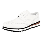 Prada Men's White Full Brogue Leather Sneaker 4E2604