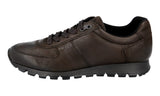 Prada Men's Brown Heavy-Duty Rubber Sole Leather Matchrace Sneaker 4E2700