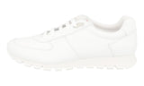 Prada Men's White Leather Prax Red Stripe Linea Rossa Sneaker 4E2700