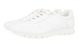 Prada Men's White Leather Prax Red Stripe Linea Rossa Sneaker 4E2700