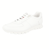 Prada Men's White Leather Prax Red Stripe Linea Rossa Sneaker 4E2700