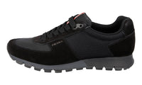 Prada Men's Black Heavy-Duty Rubber Sole Leather Matchrace Sneaker 4E2700