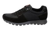 Prada Men's Black Leather Prax Red Stripe Linea Rossa Sneaker 4E2700