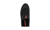 Prada Men's Black Leather Prax Red Stripe Linea Rossa Sneaker 4E2700