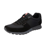 Prada Men's Black Leather Prax Red Stripe Linea Rossa Sneaker 4E2700