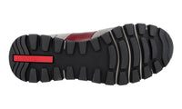 Prada Men's Grey Heavy-Duty Rubber Sole Leather Matchrace Sneaker 4E2718