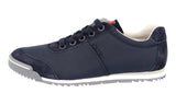Prada Men's Blue Leather  Nylon Running Linea Rossa Red Stripe Sneaker 4E2834