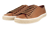 Prada Men's Brown Leather Espadrilles Sole Sneaker 4E2861