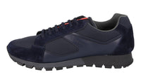 Prada Men's Blue Heavy-Duty Rubber Sole Leather Matchrace Sneaker 4E2932