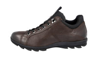 Prada Men's Brown Heavy-Duty Rubber Sole Leather Lace-up Shoes 4E2938