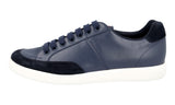 Prada Men's Blue Leather Red Stripe Linea Rossa Sneaker 4E3027
