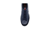 Prada Men's Blue Leather Red Stripe Linea Rossa Sneaker 4E3027