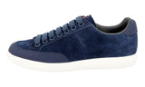 Prada Men's Blue Leather Red Stripe Linea Rossa Sneaker 4E3027