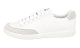 Prada Men's White Leather Red Stripe Linea Rossa Sneaker 4E3027