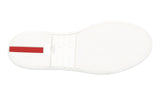 Prada Men's White Leather Red Stripe Linea Rossa Sneaker 4E3027