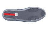 Prada Men's Blue Leather Red Stripe Linea Rossa Sneaker 4E3028