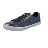 Prada Men's Blue Leather Red Stripe Linea Rossa Sneaker 4E3028