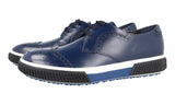 Prada Men's Blue Brushed Spazzolato Leather Stratus Brogue Dress Shoes Sneaker 4E3069