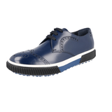 Prada Men's Blue Brushed Spazzolato Leather Stratus Brogue Dress Shoes Sneaker 4E3069