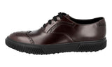 Prada Men's Brown Brushed Spazzolato Leather Stratus Oxford Brogue Dress Shoes Sneaker 4E3070