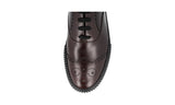Prada Men's Brown Brushed Spazzolato Leather Stratus Oxford Brogue Dress Shoes Sneaker 4E3070