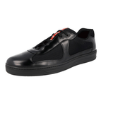 Prada Men's Black Leather Americas Cup Downtown Sneaker 4E3166