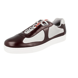 Prada Men's Red Leather Americas Cup Downtown Sneaker 4E3166