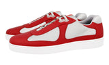 Prada Men's Red Leather Americas Cup Downtown Sneaker 4E3166