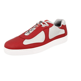 Prada Men's Red Leather Americas Cup Downtown Sneaker 4E3166