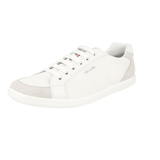 Prada Men's White Leather Bike Mesh Red Stripe Linea Rossa Sneaker 4E3229