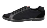 Prada Men's Black Leather Bike Mesh Red Stripe Linea Rossa Sneaker 4E3229