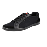 Prada Men's Black Leather Bike Mesh Red Stripe Linea Rossa Sneaker 4E3229
