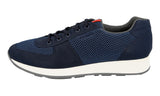 Prada Men's Blue Mesh Red Stripe Sneaker 4E3247