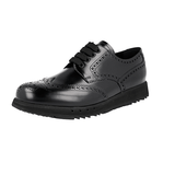 Prada Men's Black Full Brogue Leather Derby Sneaker 4E3258