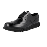 Prada Men's Black Full Brogue Leather Derby Business Shoes 4E3258