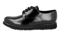 Prada Men's Black Brushed Spazzolato Leather Derby Business Shoes 4E3259