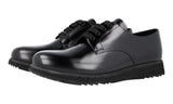 Prada Men's Black Brushed Spazzolato Leather Derby Business Shoes 4E3259