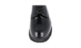 Prada Men's Black Brushed Spazzolato Leather Derby Business Shoes 4E3259