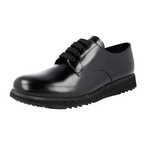 Prada Men's Black Brushed Spazzolato Leather Derby Sneaker 4E3259