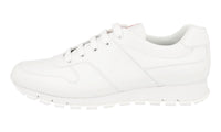 Prada Men's White Heavy-Duty Rubber Sole Leather Matchrace Sneaker 4E3363