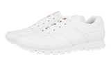 Prada Men's White Heavy-Duty Rubber Sole Leather Matchrace Sneaker 4E3363